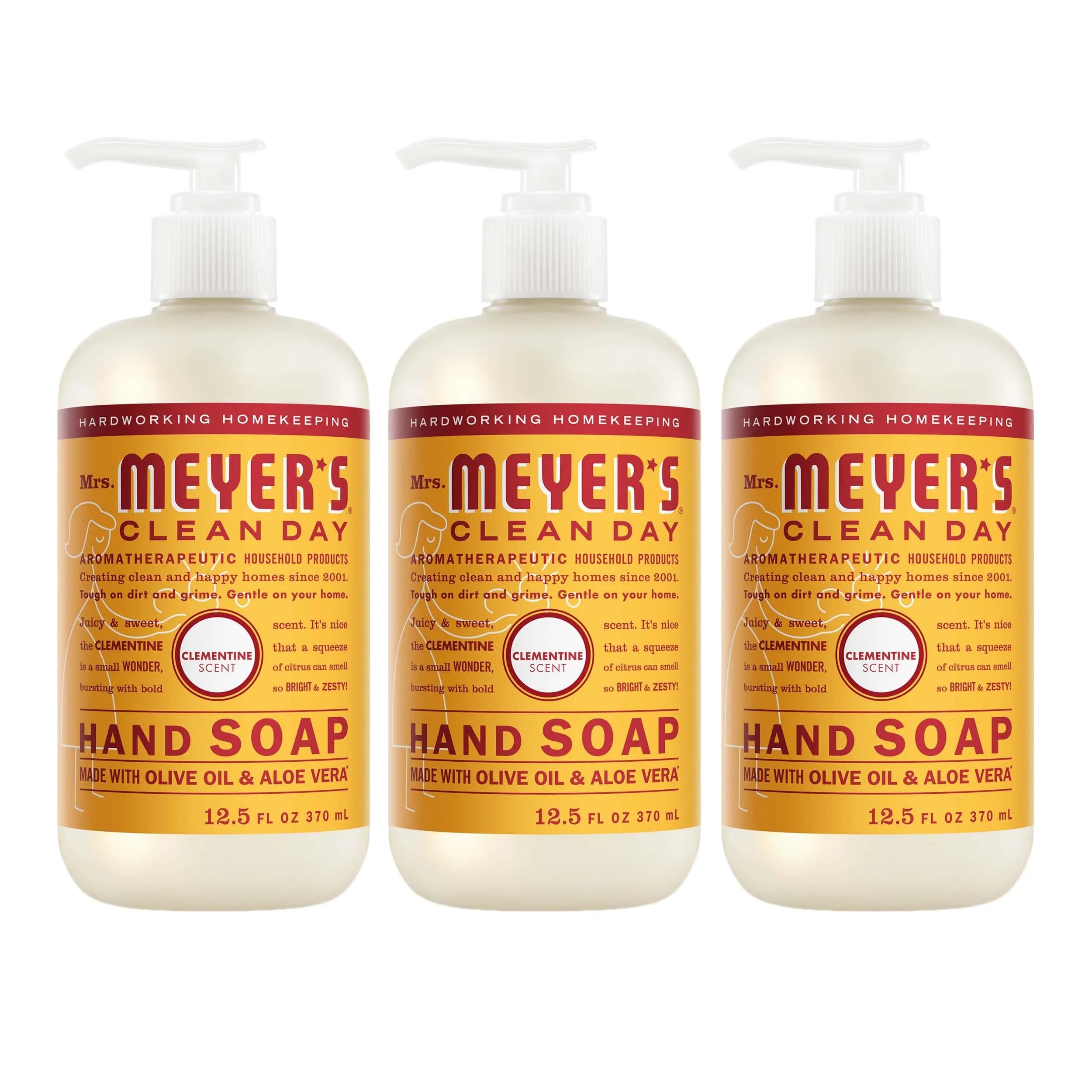 Mrs. Meyer's Clean Day Hand Soap Clementine Scent 375ml (12.5 Fl Oz) | Moisturizing Liquid Soap for Normal Skin - main product image