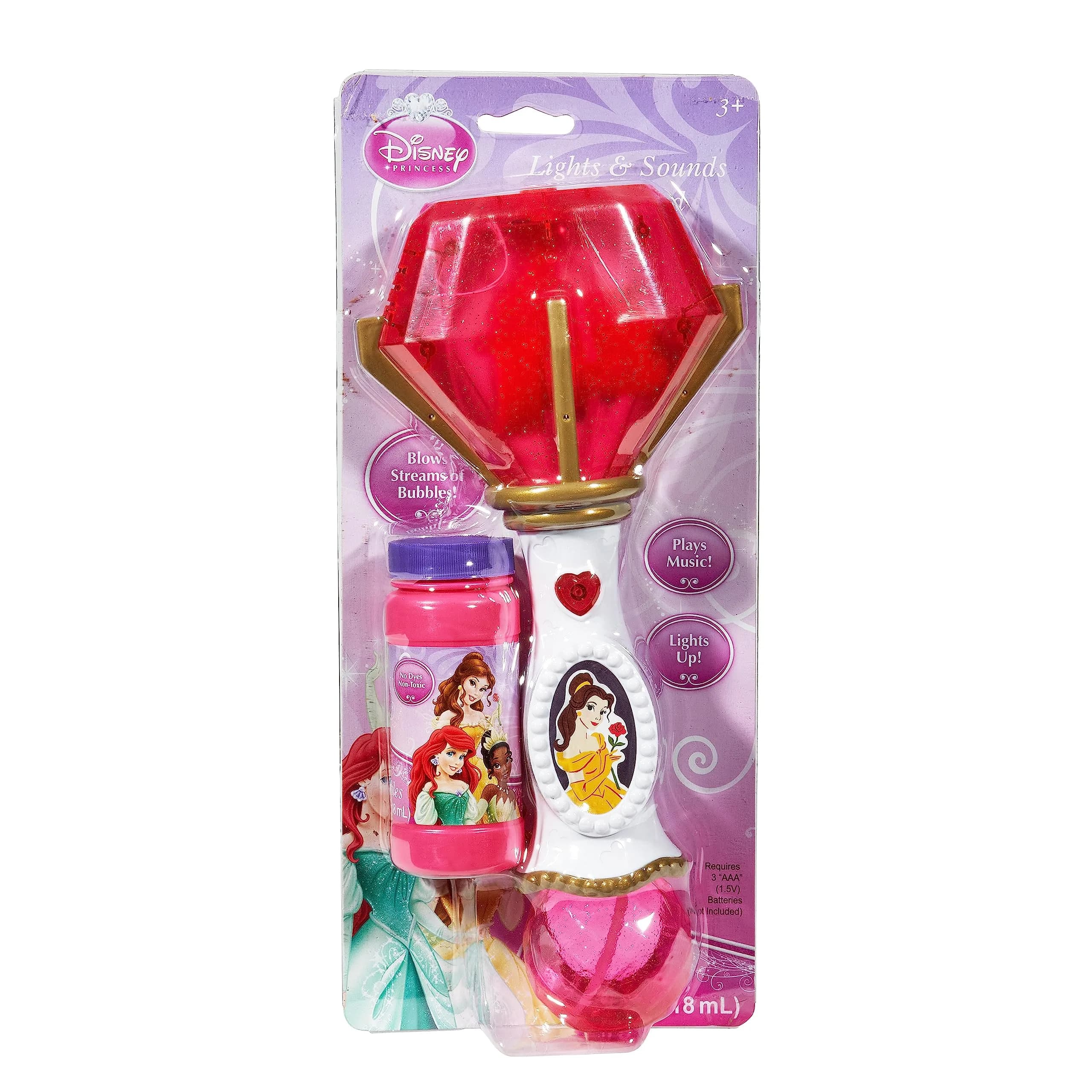 Little Kids Disney Princess Belle Light and Sound Musical Bubble Wand with Solution | ASTM-Tested Educational Toy - main product image
