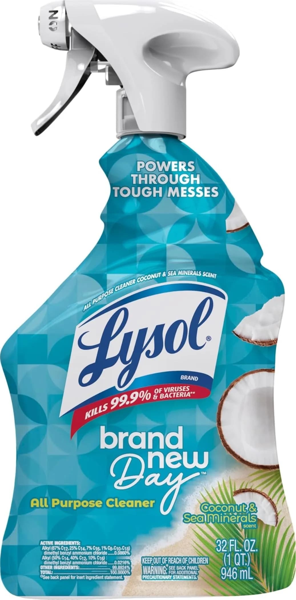 Lysol All Purpose Cleaner Spray, Coconut & Sea Minerals Scent, 946ml (32 Fl Oz) | Kills 99.9% of Viruses & Bacteria