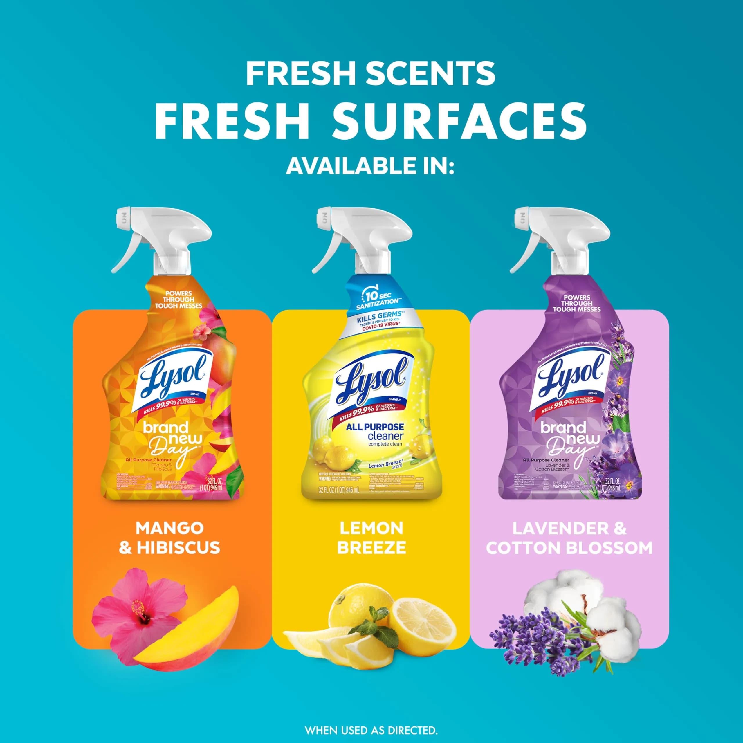 Lysol All Purpose Cleaner Spray in Refreshing Coconut & Sea Minerals Scent, 32 Fl Oz Bottle | Kills 99.9% of Viruses & Bacteria - view 7