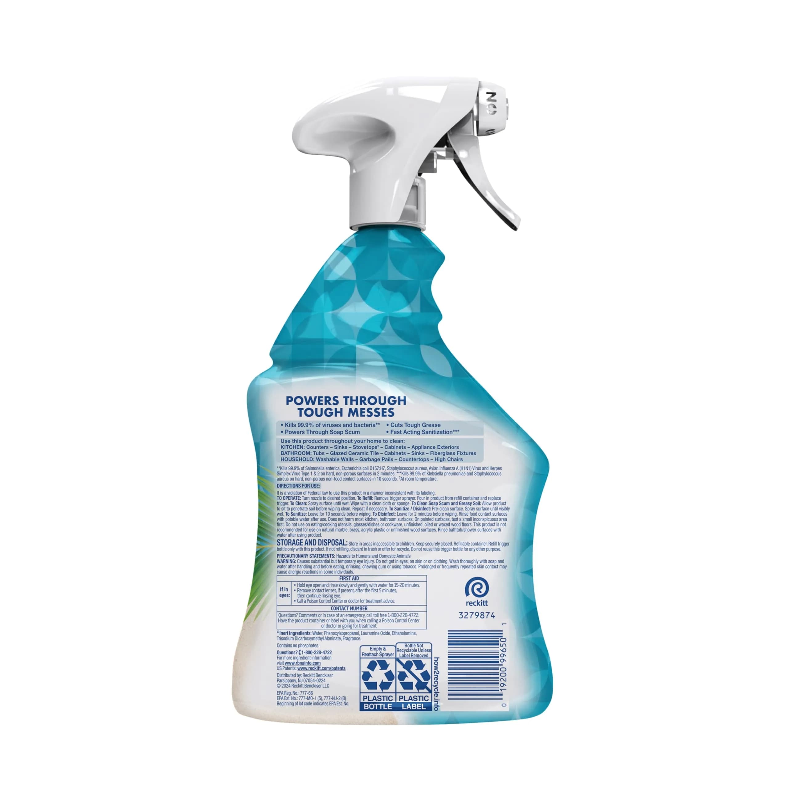 Lysol All Purpose Cleaner Spray in Refreshing Coconut & Sea Minerals Scent, 32 Fl Oz Bottle | Kills 99.9% of Viruses & Bacteria - view 8