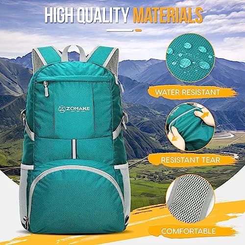 ZOMAKE Lightweight Packable Backpack 35L Water Resistant Foldable Day Pack | Compact, Durable & Ideal for Travel thumbnail 5
