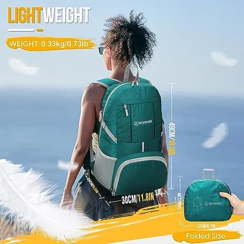 ZOMAKE Lightweight Packable Backpack 35L Water Resistant Foldable Day Pack | Compact, Durable & Ideal for Travel thumbnail 3