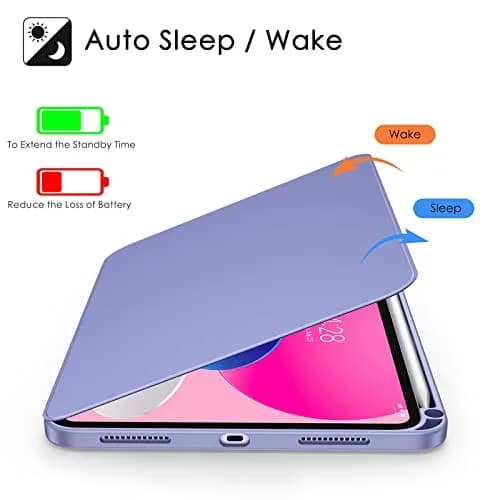 Soke Rotating Case for iPad 11th/10th Gen 11"/10.9" with Pencil Holder & Auto Sleep/Wake | Clear Back & Lilac Purple thumbnail 6