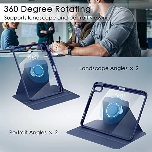 Soke Rotating Case for iPad 11th Gen 2025 & 10th Gen 2022 (A16) 11"/10.9" with Pencil Holder & Stand | Navy Blue thumbnail 4