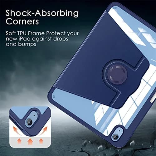 Soke Rotating Case for iPad 11th Gen 2025 & 10th Gen 2022 (A16) 11"/10.9" with Pencil Holder & Stand | Navy Blue thumbnail 5