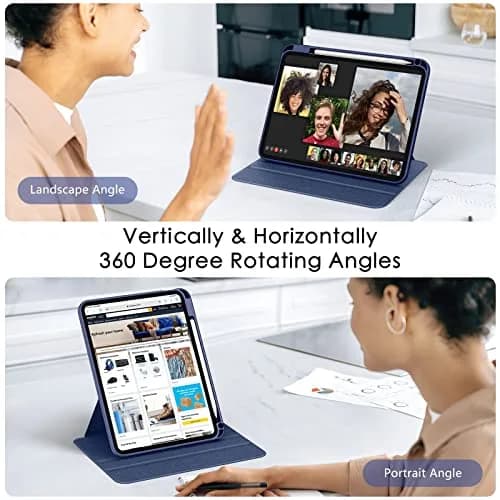 Soke Rotating Case for iPad 11th Gen 2025 & 10th Gen 2022 (A16) 11"/10.9" with Pencil Holder & Stand | Navy Blue thumbnail 3