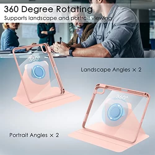 Soke 360 Rotating Case for iPad 10th Gen 10.9" & 11" 2025 (A16) | Rose Gold Folio with Pencil Slot & Auto Sleep/Wake thumbnail 4
