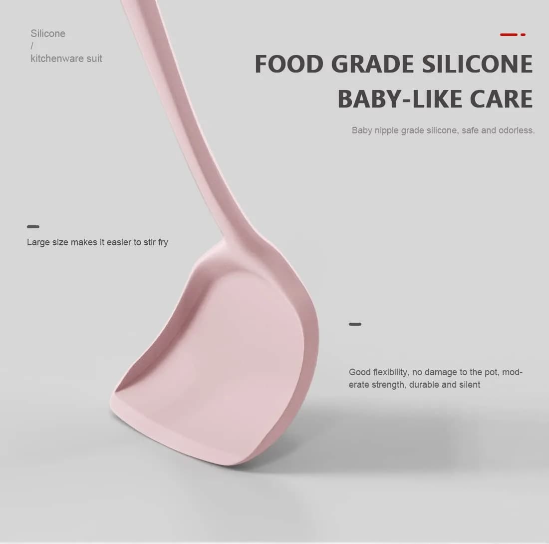 AOTHOD Silicone Cooking Utensils Set - 446°F Heat Resistant Kitchen Gadgets, Pink | Nonstick Friendly, Dishwasher Safe thumbnail 4