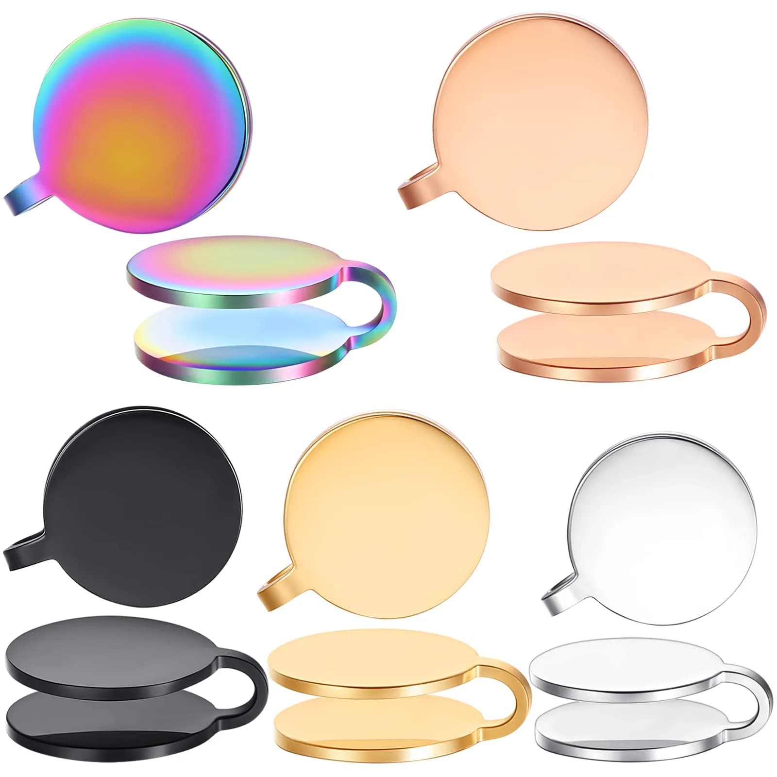 FLYUN 12MM Pressure Earring for Keloids | Non-Pierced Stainless Steel Ear Cuff (15MM, Silver&Black&Gold&Rainbow&Rosegold) — silver&black&gold&rainbow&rosegold