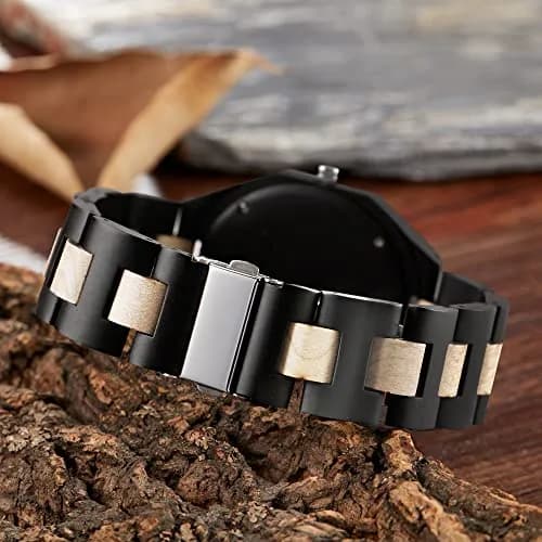 Realpoo Wooden Quartz Men's Business Watch, 40mm Diameter | Classic Wooden Strap & Quartz Movement thumbnail 4