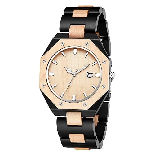 Realpoo Wooden Quartz Men's Business Watch, 40mm Diameter | Classic Wooden Strap & Quartz Movement thumbnail 7