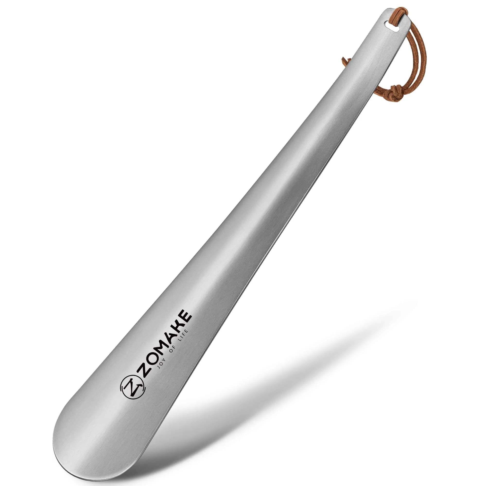 ZOMAKE Metal Shoe Horn Long Handle 30cm (11.8 Inch) | Smooth Stainless Steel for Easy Shoe Entry