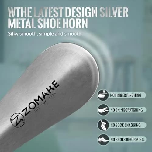 ZOMAKE Metal Shoe Horn Long Handle 30cm (11.8 Inch) | Smooth Stainless Steel for Easy Shoe Entry thumbnail 4