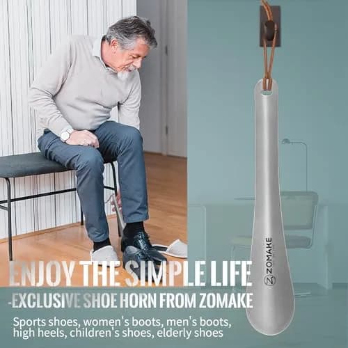 ZOMAKE Metal Shoe Horn Long Handle 30cm (11.8 Inch) | Smooth Stainless Steel for Easy Shoe Entry thumbnail 6