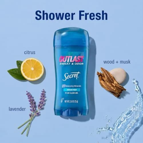 Secret Outlast Antiperspirant Deodorant for Women, 2.6 oz | 72hr Sweat & Odor Protection, PH Balance, Clear Gel, Shower Fresh thumbnail 7