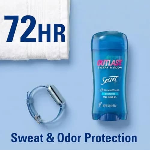 Secret Outlast Antiperspirant Deodorant for Women, 2.6 oz | 72hr Sweat & Odor Protection, PH Balance, Clear Gel, Shower Fresh thumbnail 4