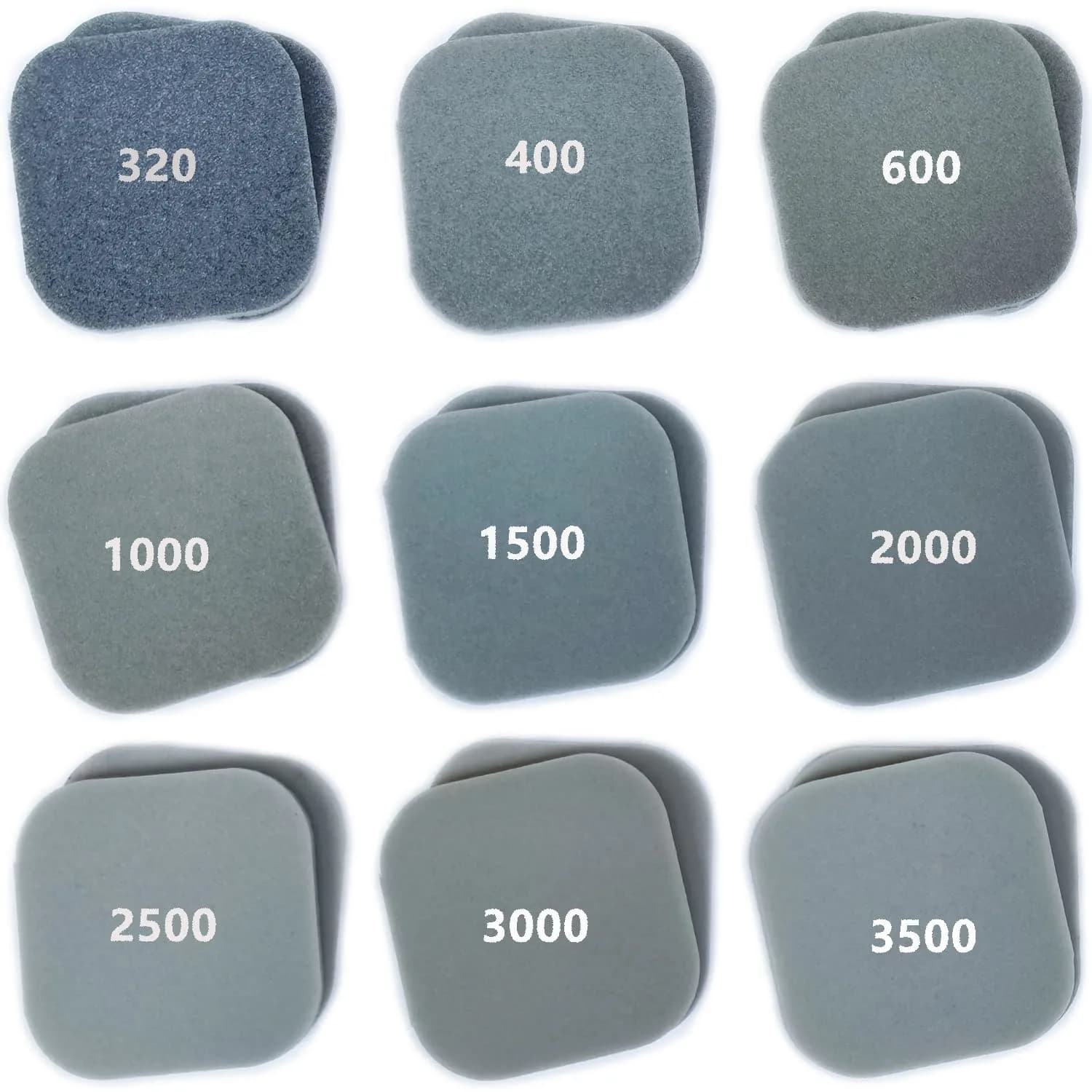 HDongany Sanding Sponge Pads 2" x 2" (5cm x 5cm) — 27 Pcs, 9 Grits 320-3500 - main product image
