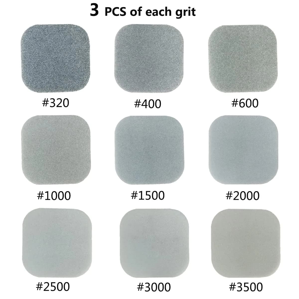 HDongany Sanding Sponge Pads 2" x 2" (5cm x 5cm) — 27 Pcs, 9 Grits 320-3500 - view 3