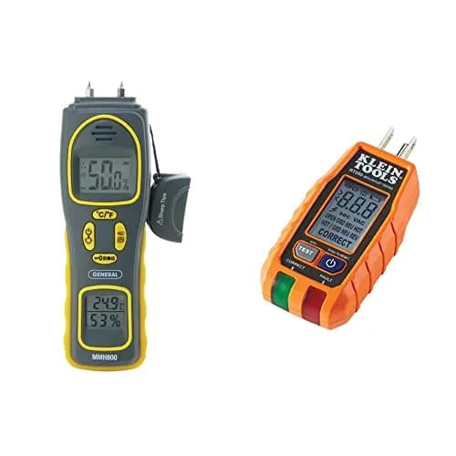 General Tools 4-in-1 Pin/Pinless Moisture & Mold Detector | Dual LCD & Alarm, 5-50% Wood, 1.5-33% Building Materials, 9V Battery thumbnail 1