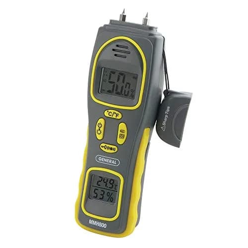 General Tools 4-in-1 Pin/Pinless Moisture & Mold Detector | Dual LCD & Alarm, 5-50% Wood, 1.5-33% Building Materials, 9V Battery thumbnail 3