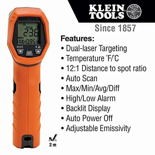 General Tools 4-in-1 Pin/Pinless Moisture Meter & Klein Infrared Thermometer | Accurate Mold & Temperature Detection thumbnail 6