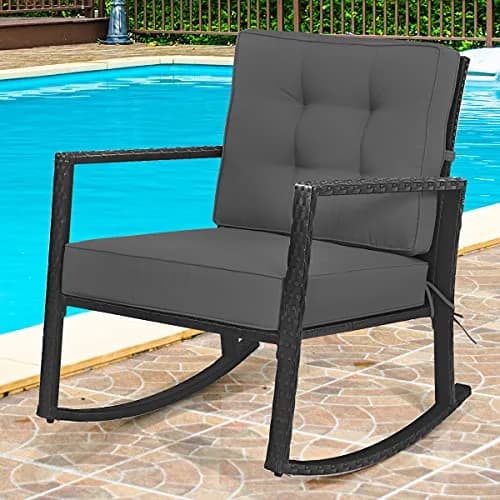RELAX4LIFE Wicker Outdoor Rocking Chair 26.5in x 36in x 33in | Water-Resistant Rattan & Steel Frame thumbnail 3