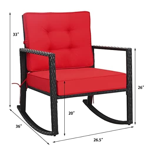 RELAX4LIFE Wicker Outdoor Rocking Chair 2-Piece | Water-Resistant Rattan & Steel Frame (26.5in x 36in x 33in) thumbnail 9