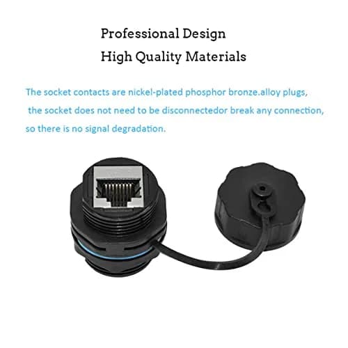 PENGLIN IP68 Waterproof Shielded RJ45 Panel Mount Bulkhead Connector (5-Pack, Black) | Cat6 Ethernet Connectivity for Industrial Environments thumbnail 5
