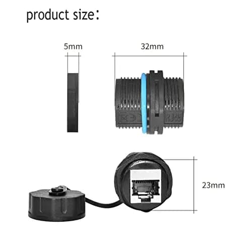 PENGLIN IP68 Waterproof Shielded RJ45 Panel Mount Bulkhead Connector (5-Pack, Black) | Cat6 Ethernet Connectivity for Industrial Environments thumbnail 7