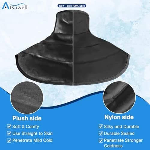 Atsuwell Neck Ice Pack Wrap for Neck & Shoulder Pain Relief | Reusable Gel Cold Compress for Upper Back, Black thumbnail 3