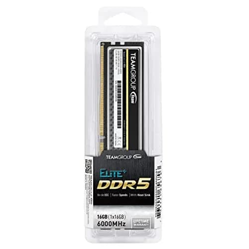 TEAMGROUP Elite Plus DDR5 16GB 6000MHz PC5-48000 CL48 UDIMM Desktop Memory Module Ram (Black) thumbnail 8