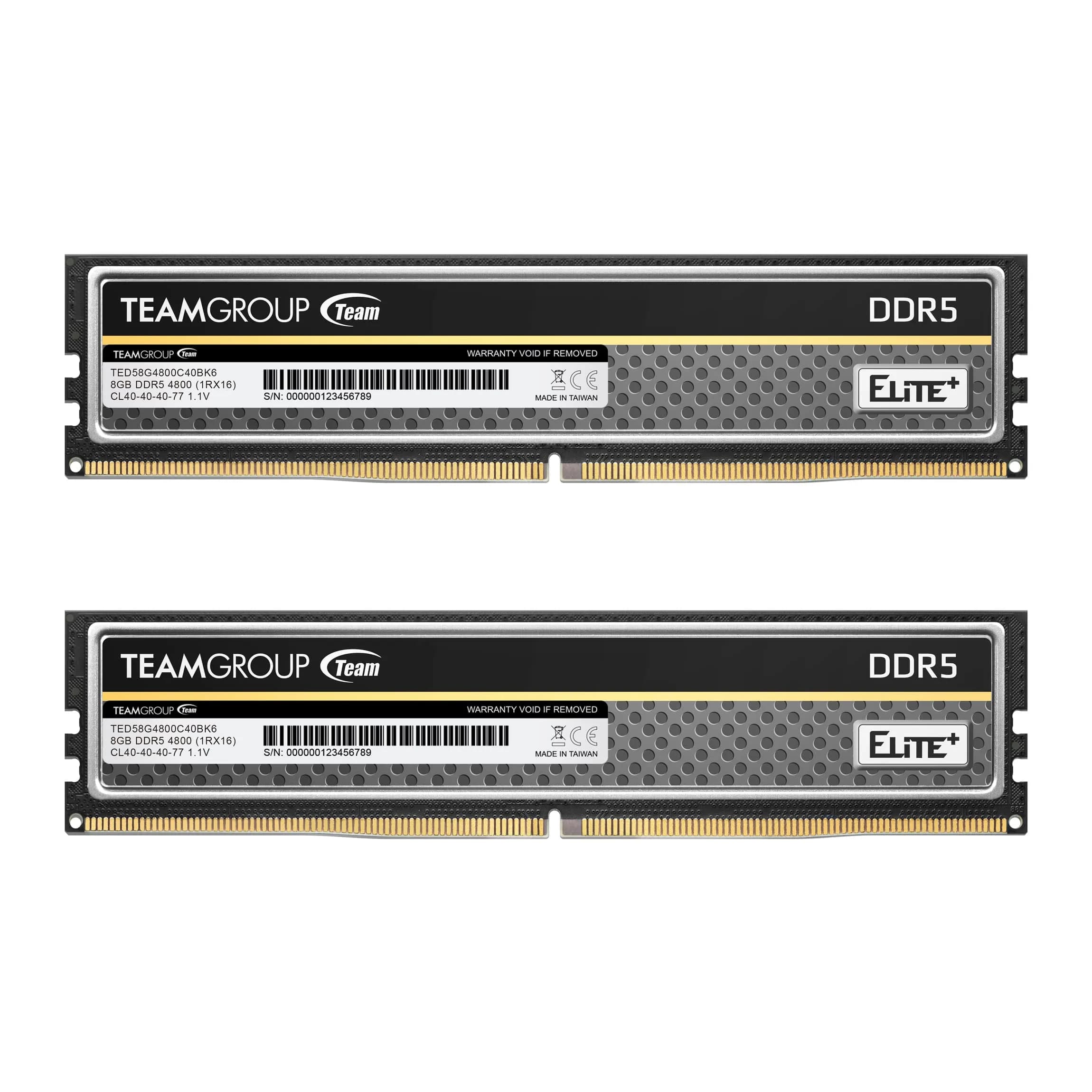 TEAMGROUP Elite Plus DDR5 16GB (2x8GB) 4800MHz Desktop Memory Module Ram (Black) | 16GB Kit (2 x 8 GB) - main product image