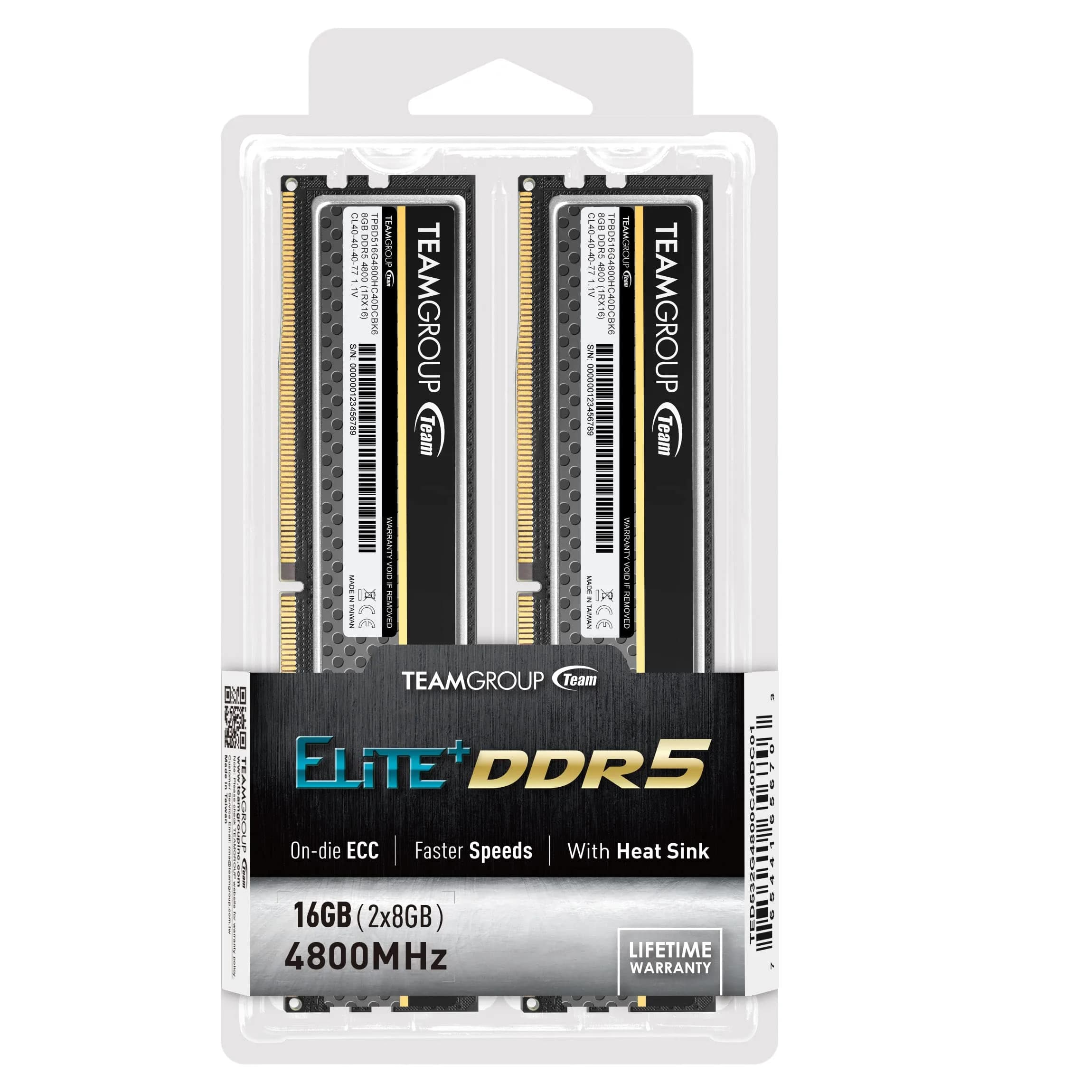 TEAMGROUP Elite Plus DDR5 16GB (2x8GB) 4800MHz Desktop Memory Module Ram (Black) | 16GB Kit (2 x 8 GB) - view 8