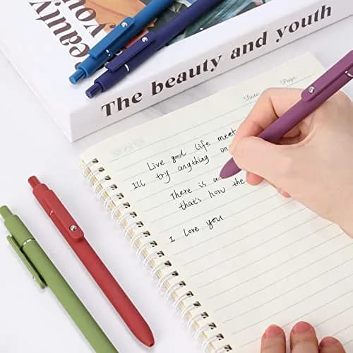 FIOVER Gel Pens 5pcs 0.5mm Fine Point Black Ink | Smooth Writing, Quick Dry, Vintage Style thumbnail 4