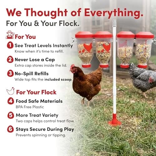 RentACoop Chicken Treat 4 Tube Dispenser | Multi-Treat Enrichment Toy for Chickens thumbnail 4