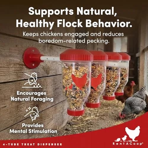 RentACoop Chicken Treat 4 Tube Dispenser | Multi-Treat Enrichment Toy for Chickens thumbnail 7