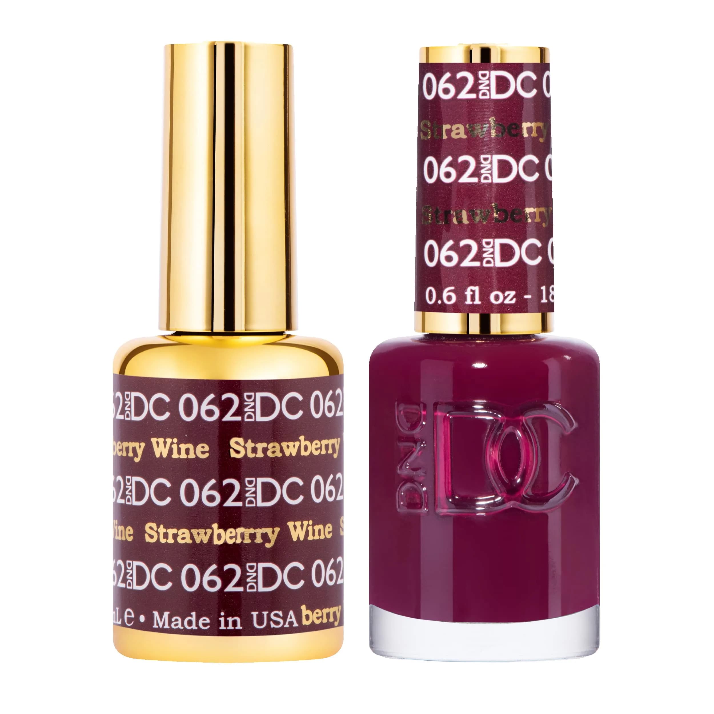 DAISY DND 0.5 Fl Oz Gel Nail Polish Set — Red Collection, Chip-Free, UV/LED Cure, Long-Lasting (2-Pack) — Strawberry Wine