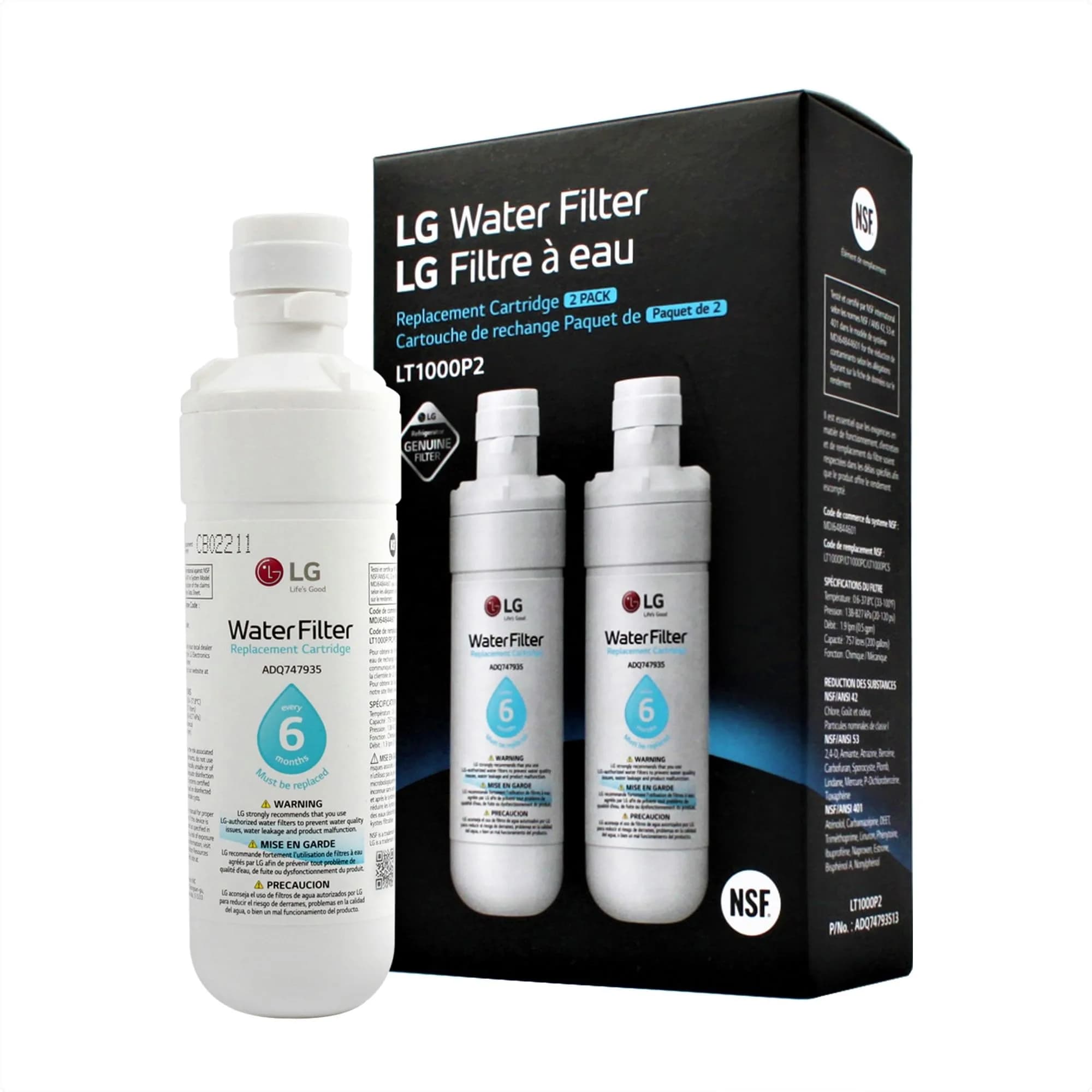 LG LT1000P2 Refrigerator Water Filter 200 Gallons (757 L) | NSF Certified for Purity - main product image