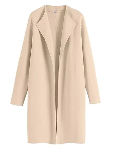 ANRABESS Women's Long Cardigan Sweater Apricot X-Large | V-Neck Knit Warm Trench Coatigan thumbnail 1