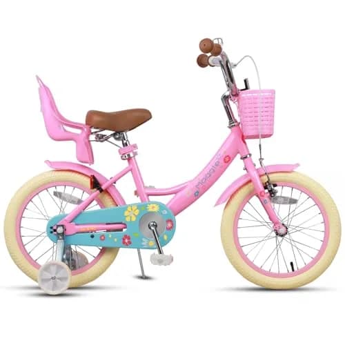 Glerc Maggie Girls Bike, 16 Inch Kids Bike for 4-7 Years Old Children, Princess Style Kids Bicycle with Doll-Seat & Basket & Training Wheels, Pink | Princess Style Kids Bicycle thumbnail 7