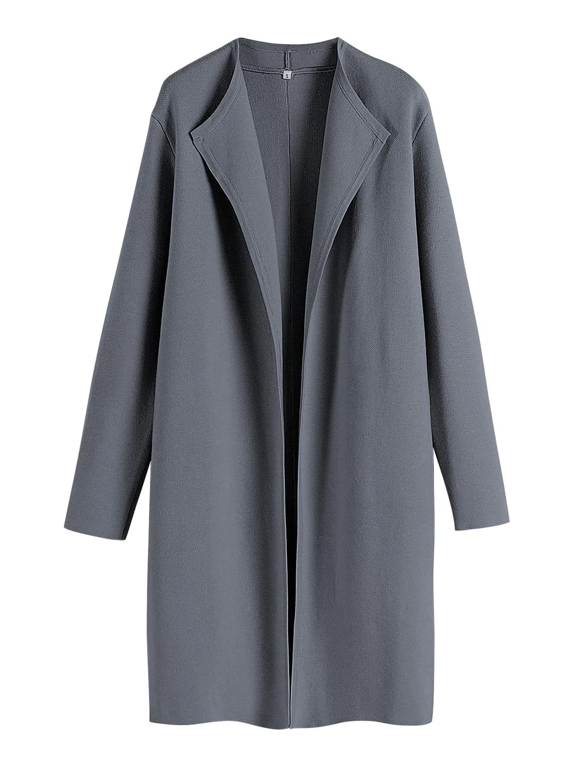 ANRABESS Women's Long Cardigan Sweater Dark Grey Small | V-Neck Knit Warm Trench Coatigan — Dark Grey