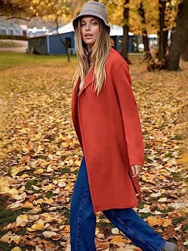 ANRABESS Women's Long Cardigan Sweater V-Neck Acrylic Blend Orange Small | Cozy & Versatile Fall Fashion thumbnail 7