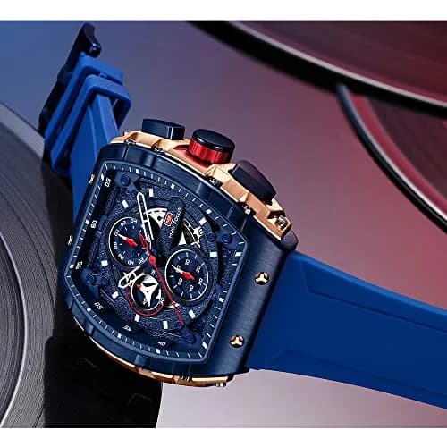 MF MINI FOCUS Men's Tonneau Chronograph Watch | 48mm Alloy Steel Case, 30M Water Resistant, Luminous Dial thumbnail 2