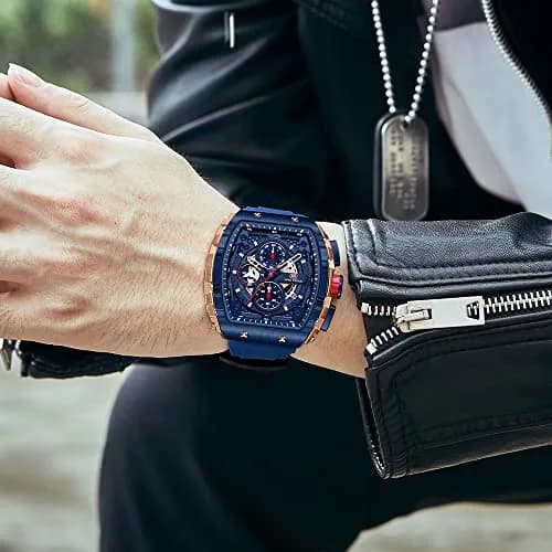 MF MINI FOCUS Men's Tonneau Chronograph Watch | 48mm Alloy Steel Case, 30M Water Resistant, Luminous Dial thumbnail 3