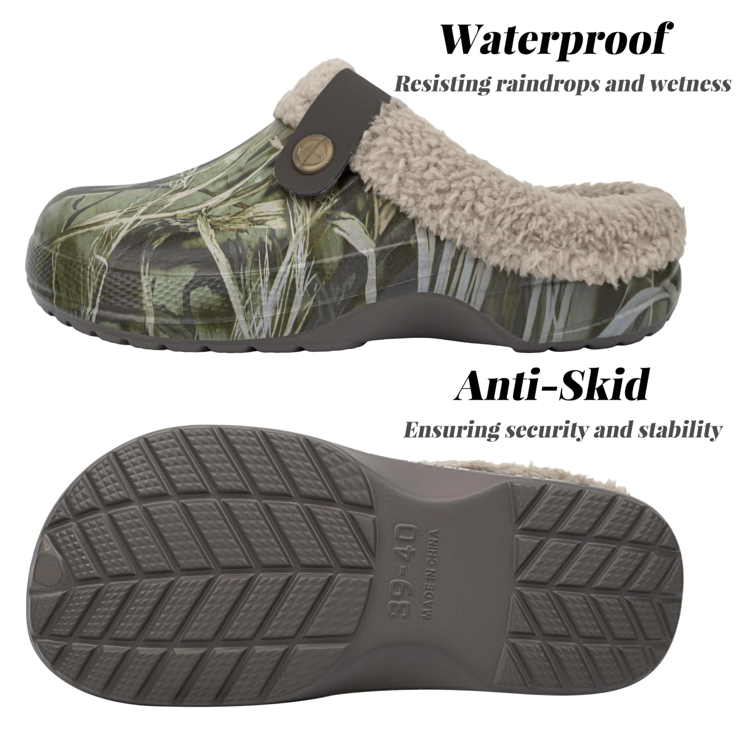 ChayChax Fur Lined Clogs Fuzzy Slippers for Women and Men, Tree Print, 7.5-8.5W/6.5-7M | Ultra Warm Indoor & Outdoor Comfort thumbnail 7
