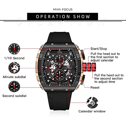 MF MINI FOCUS Black & Golden Chronograph Watch 48mm (1.89 inches) | Six-Hand Multi-Function Quartz Movement thumbnail 5