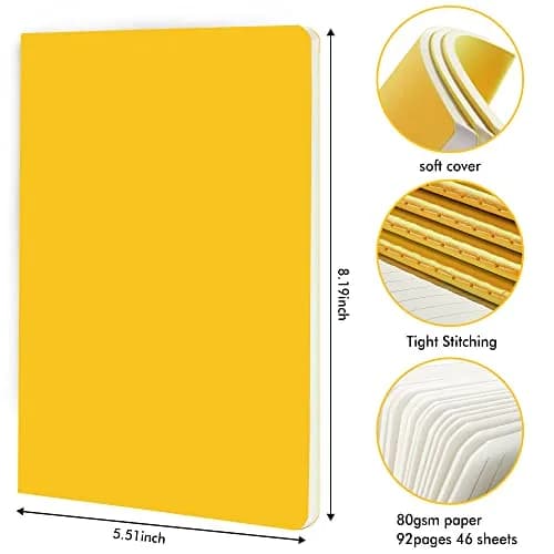 Feela 36 Pack Soft Cover Notebooks | A5 Yellow Travel & School Journals for Women Men thumbnail 2