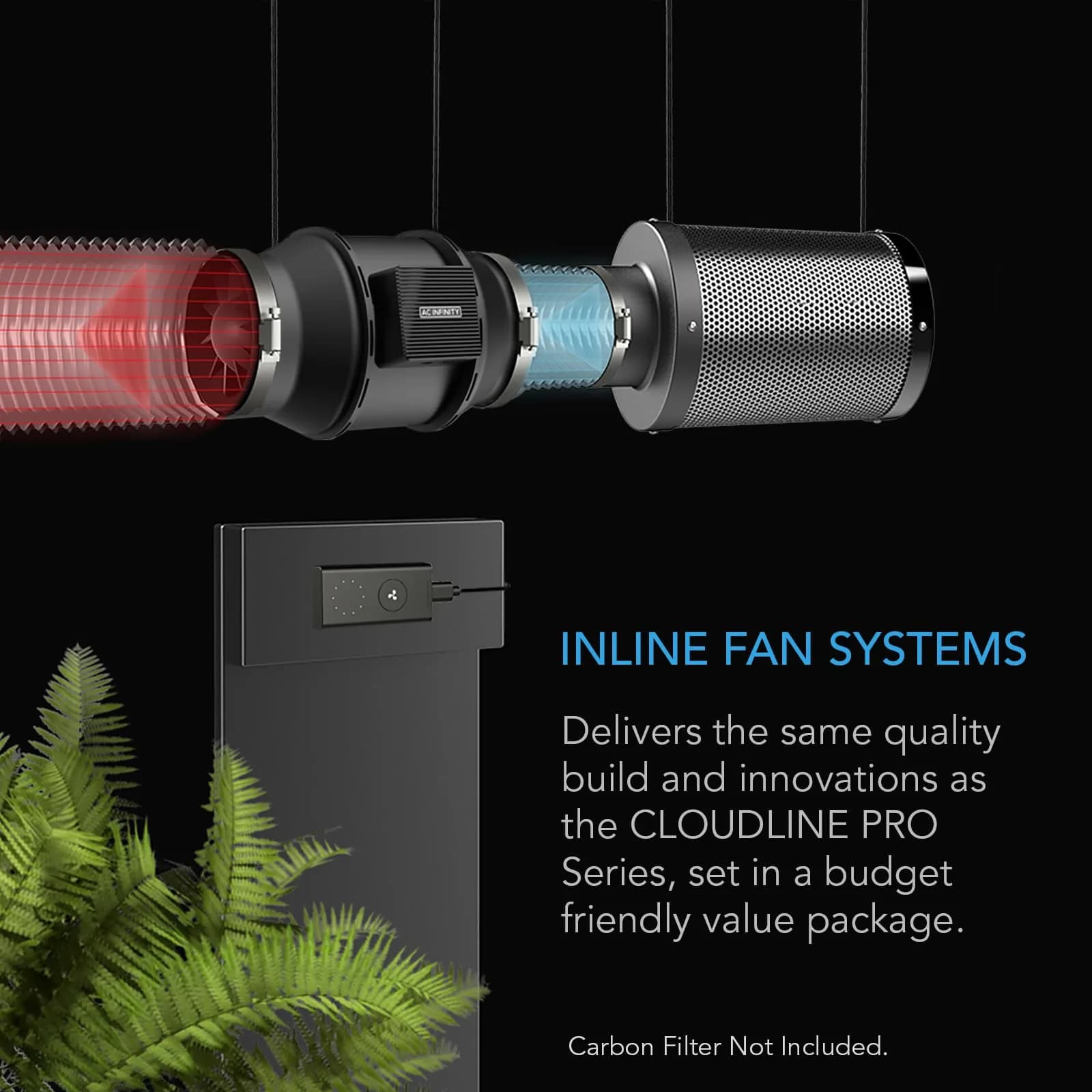 AC Infinity CLOUDLINE A8 Inline Duct Fan 200mm (8-Inch) | Quiet EC Motor Ventilation for Grow Tents - view 2