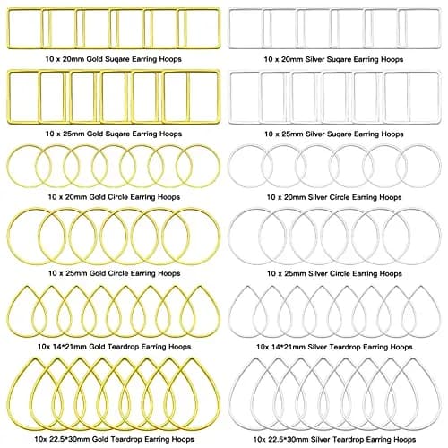 Ximalun Jewelry Findings 120pcs | 3 Shapes, Gold & Silver, 20-30mm | DIY Earring & Jewelry Supplies thumbnail 2